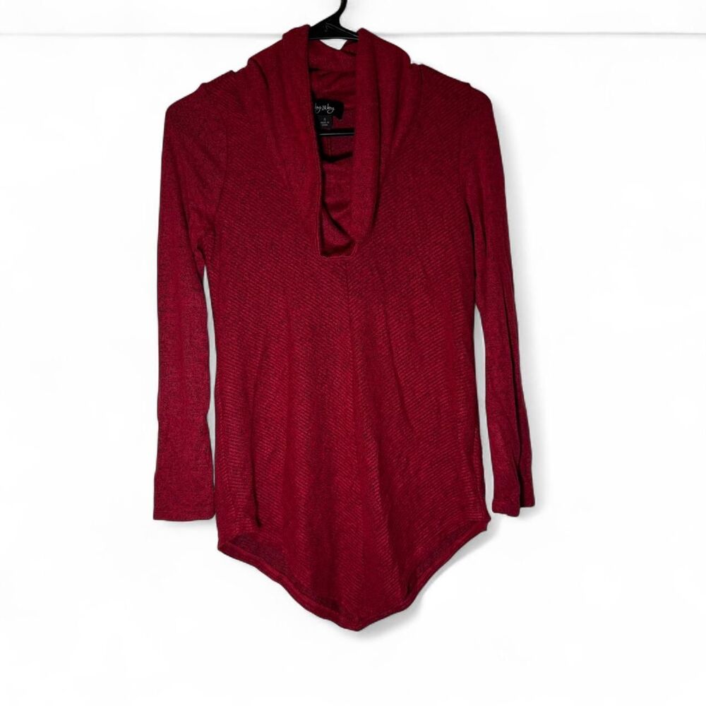 Womens By and By Red Cowl Neck Slouchy Sweater Small Cozy Knit Pullover Casual